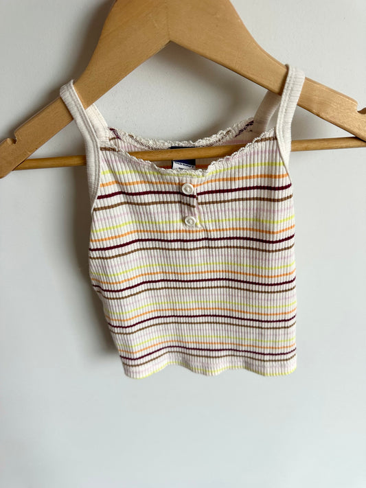 Striped Cream Neck Detail Top / 12-18m