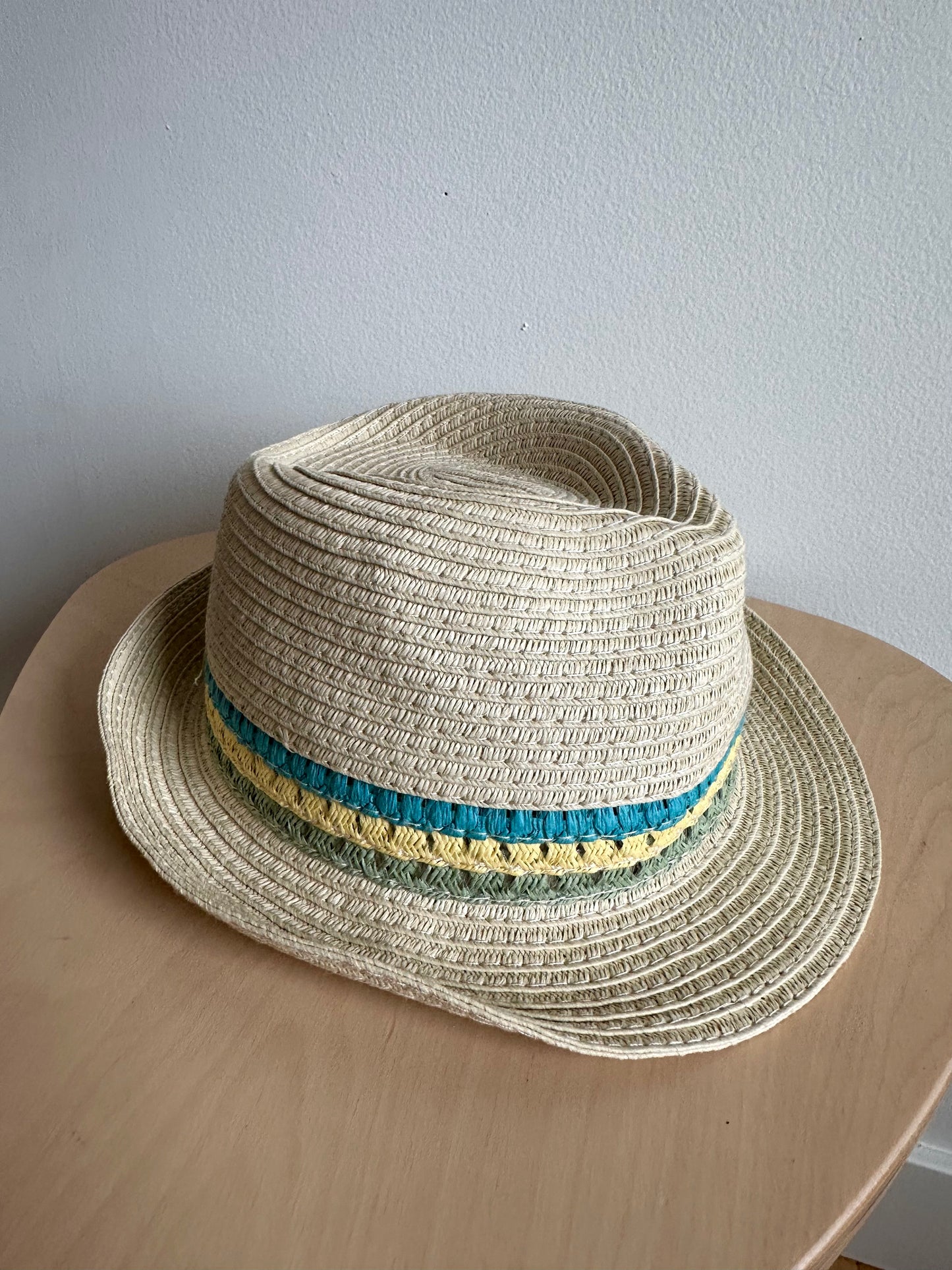 Colored Trim Straw Hat / 12-24m