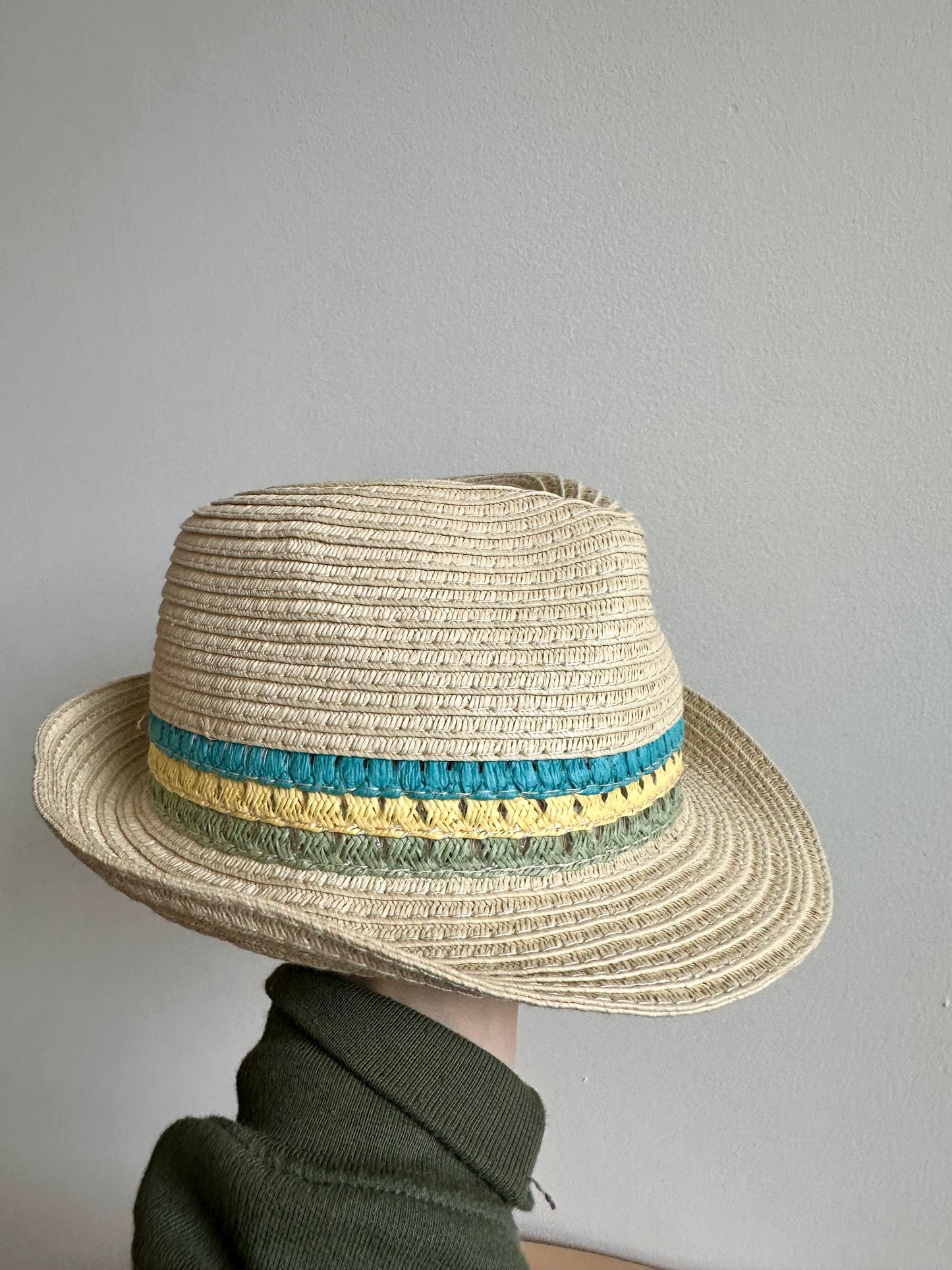 Colored Trim Straw Hat / 12-24m