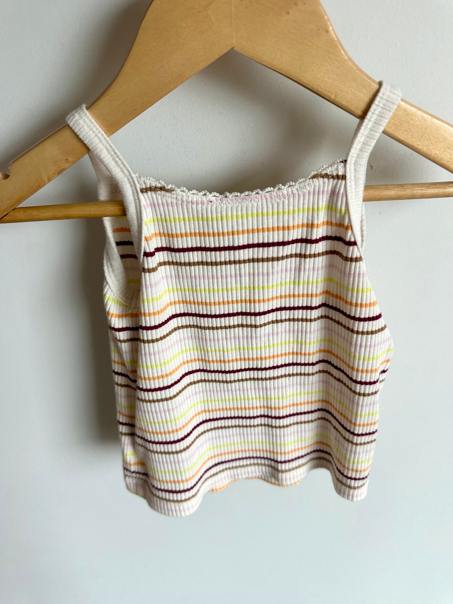 Striped Cream Neck Detail Top / 12-18m