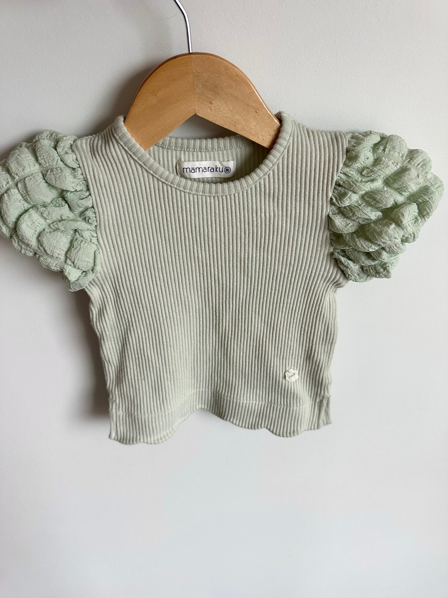 Safe Puffy Sleeve Ribbed Top / 18m?