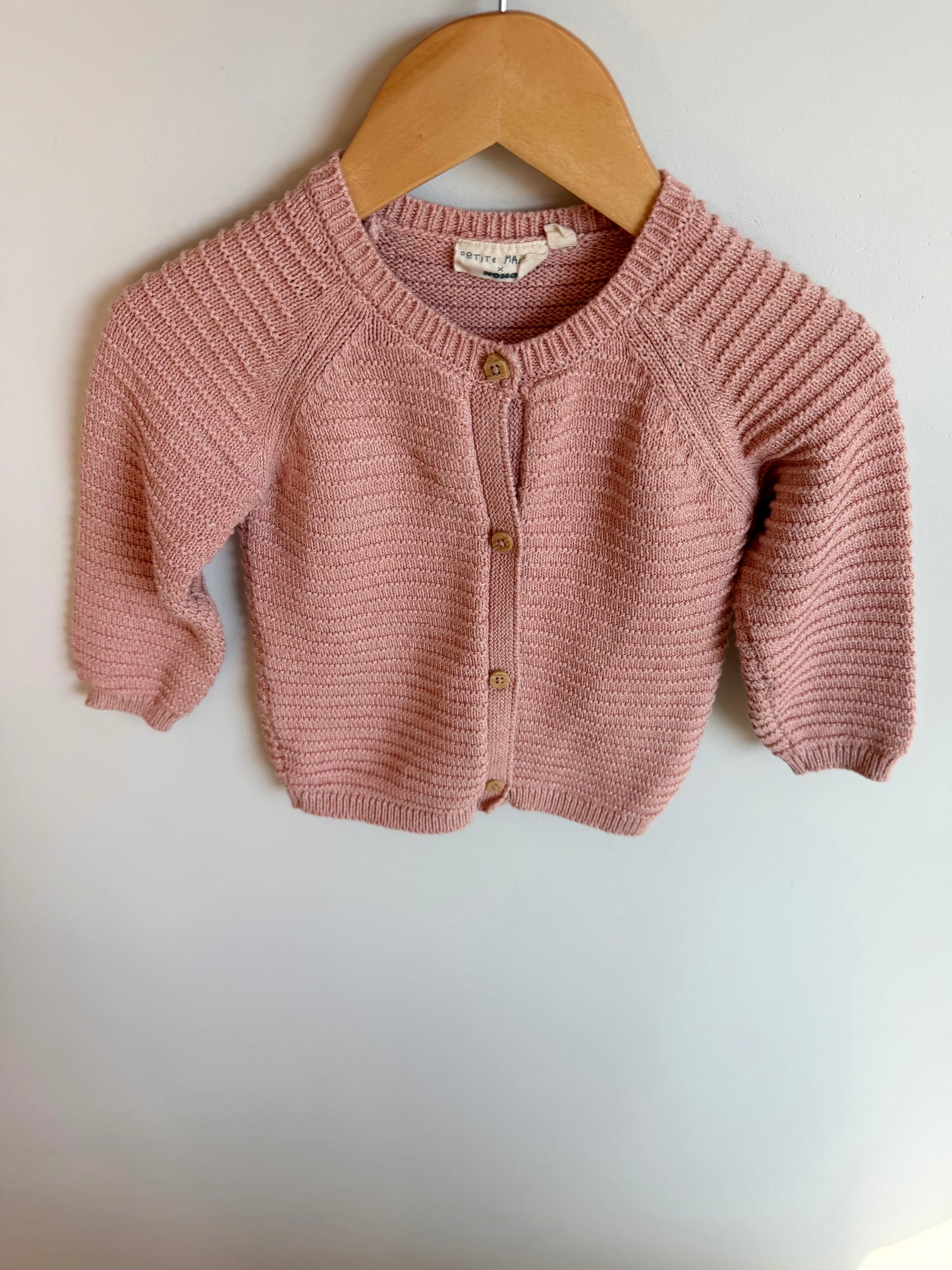Certified Organic Cotton Pink Sweater / 12m