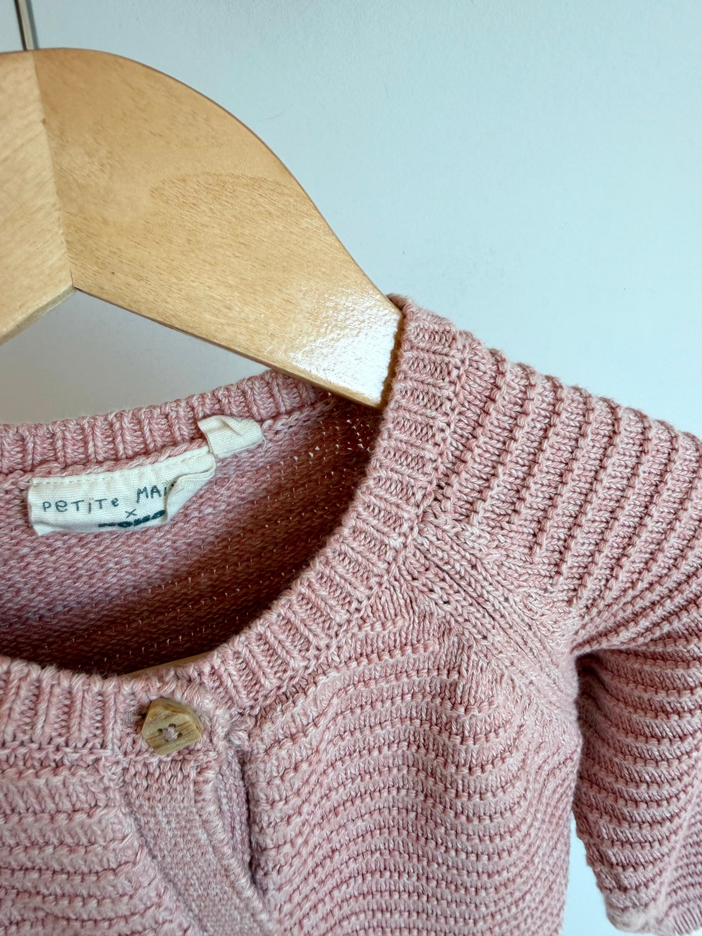 Certified Organic Cotton Pink Sweater / 12m