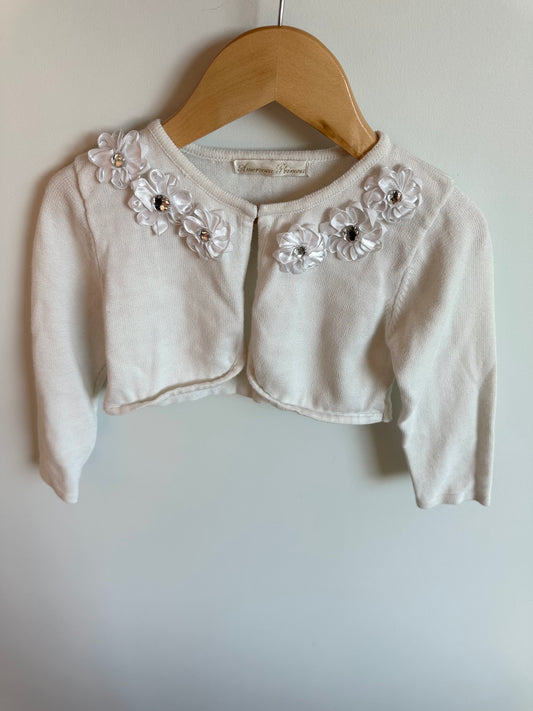 Flower Collared Cropped Cardigan / 3T
