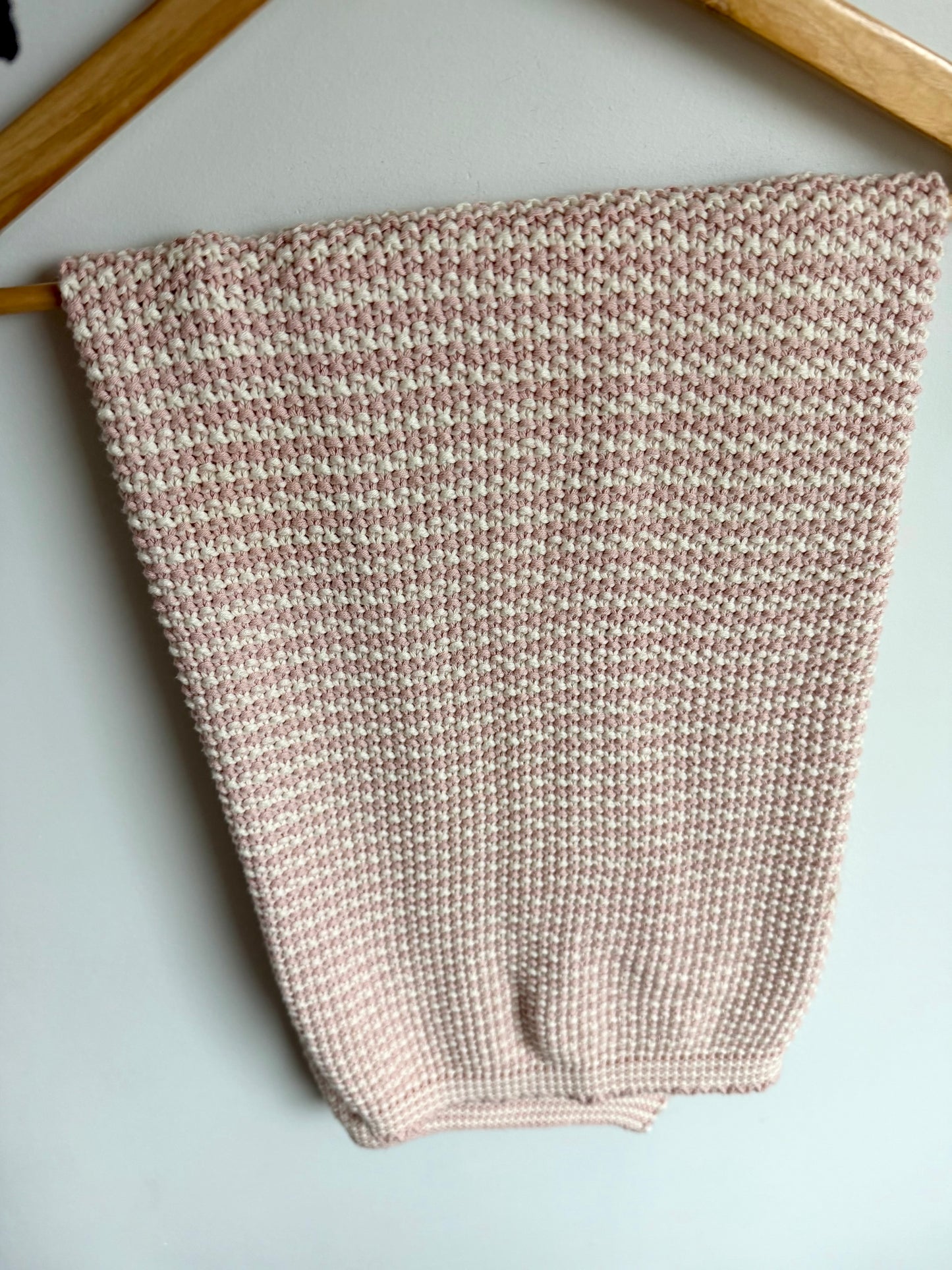Pink + White Knit Blanket (No Shipping)