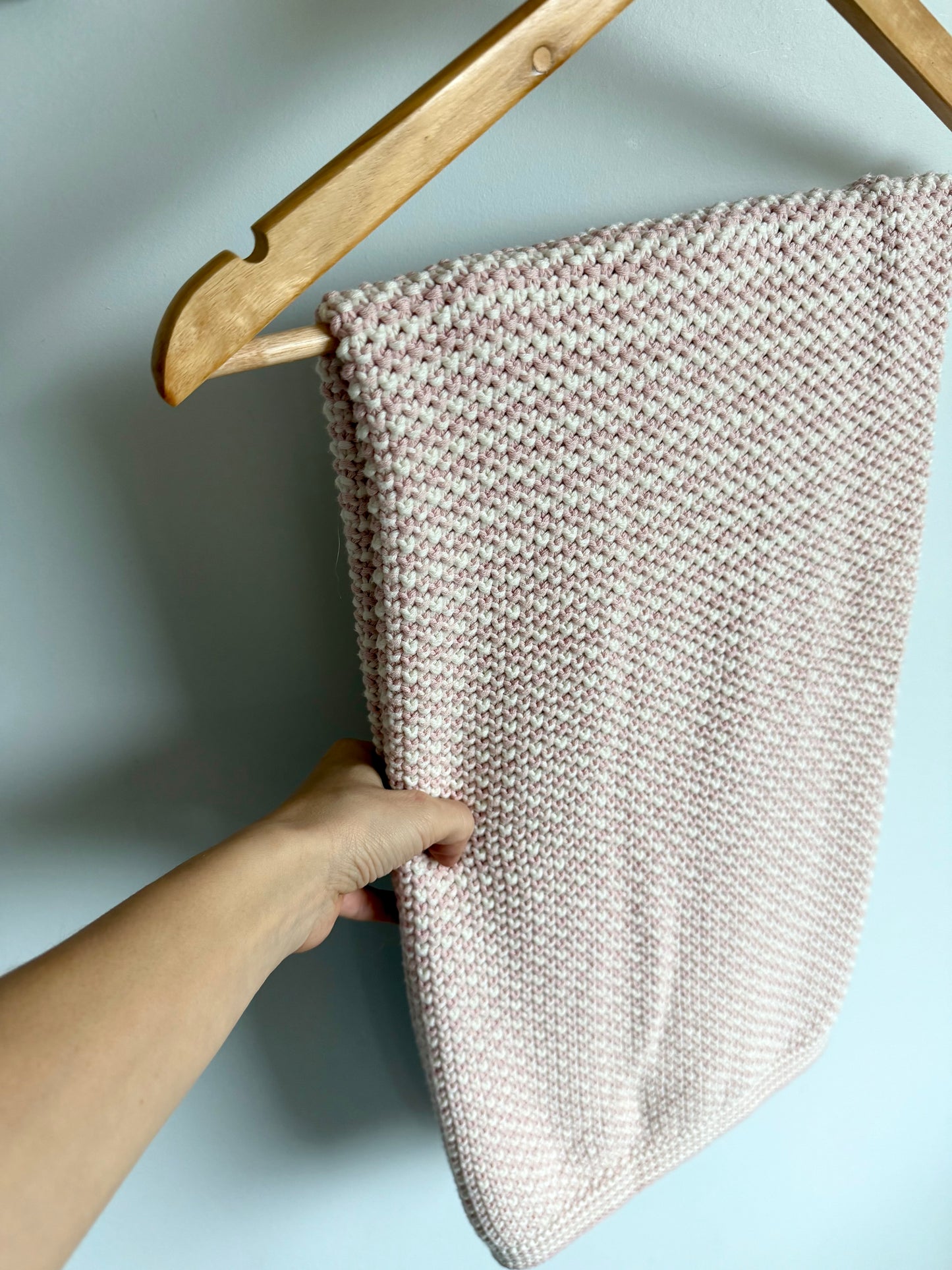 Pink + White Knit Blanket (No Shipping)