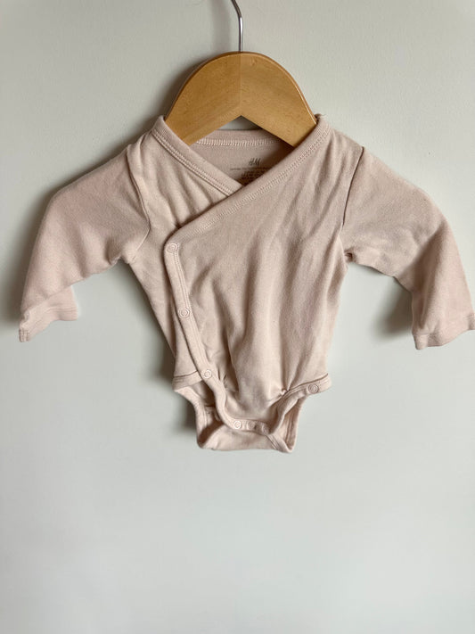 Organic Cotton Wrap Bodysuit / 2-4m