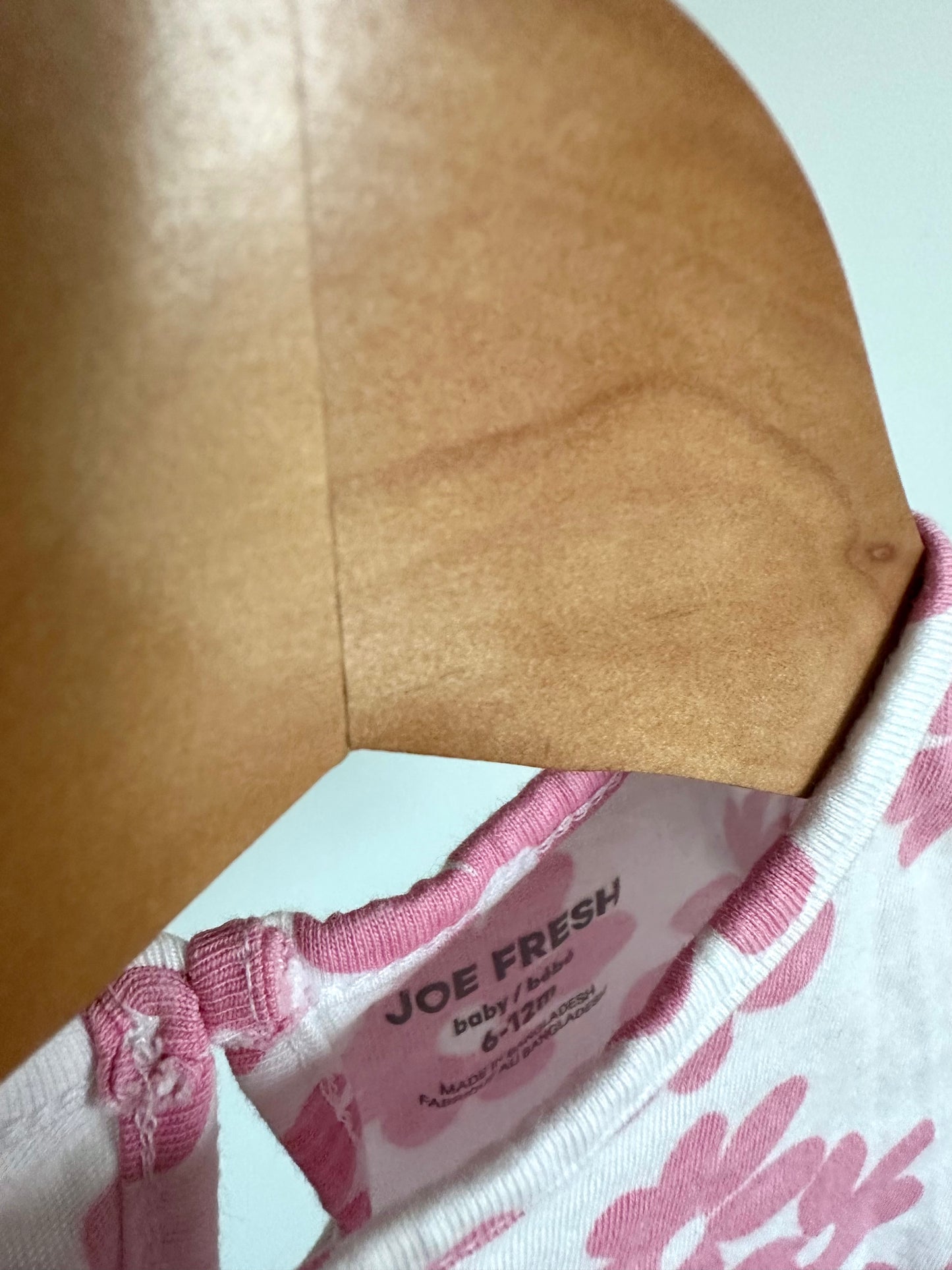 White Longsleeve with Pink Flowers / 6-12m