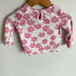 White Longsleeve with Pink Flowers / 6-12m