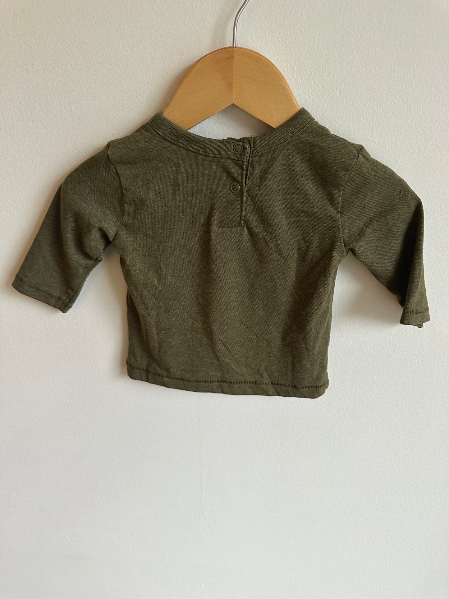 Olive Dino Zip Long Sleeve / 0-3m