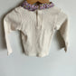 Ribbed Cream Top with a Floral Collar / 24m