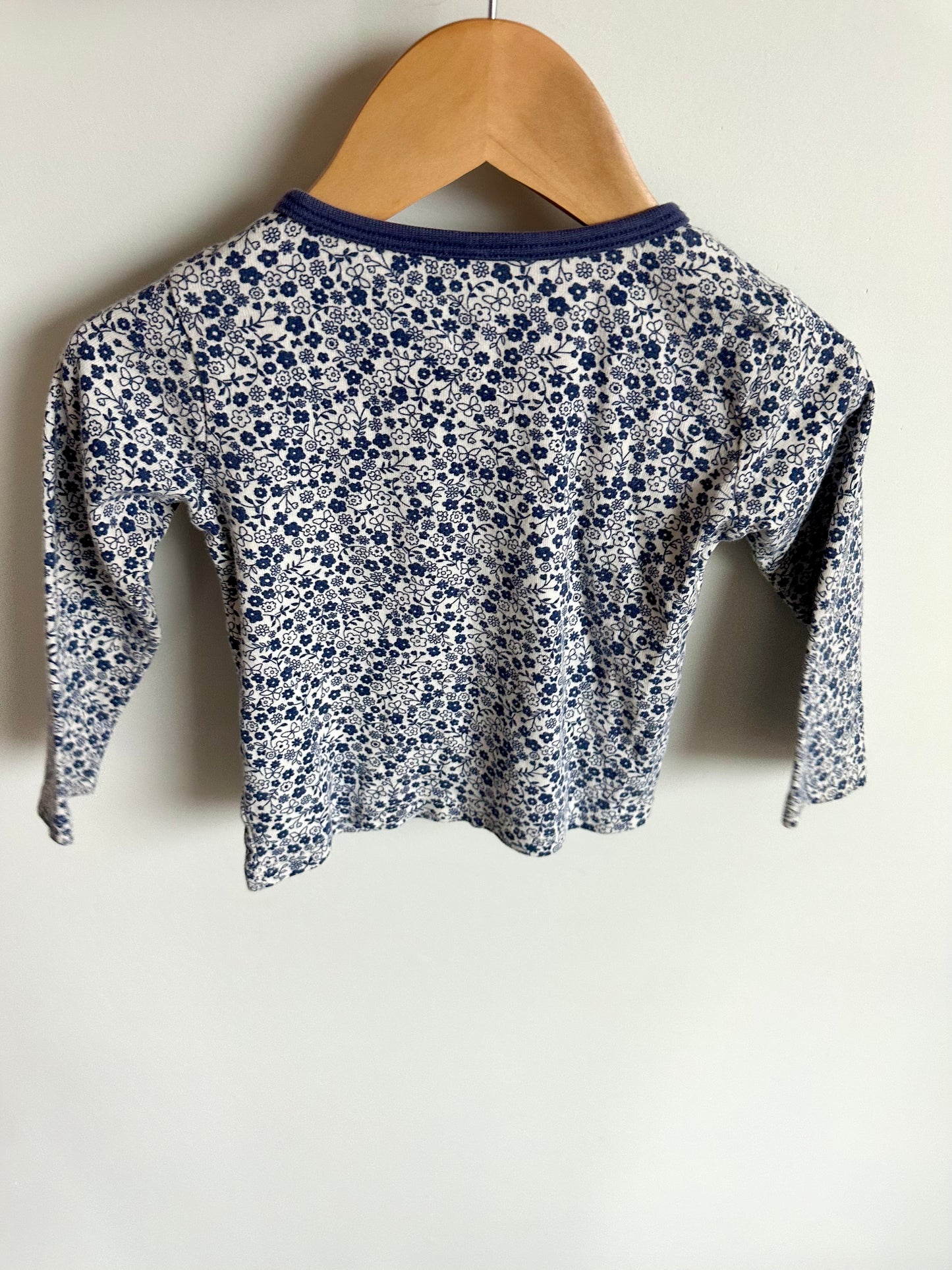 Flower Butterfly Navy Trim Top / 18-24m