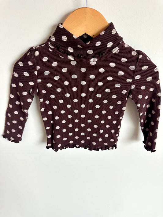 Brown Polka Dot Turtle Neck Top / 12-18m