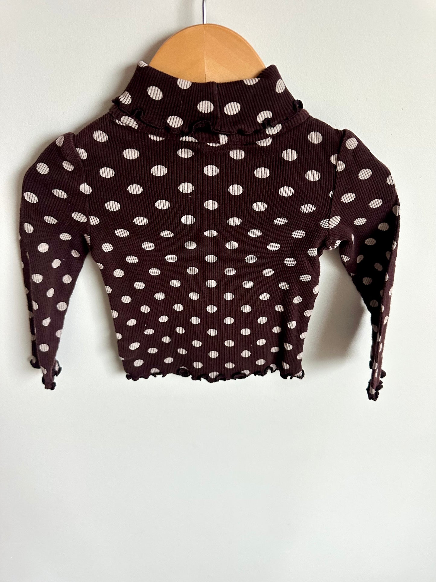 Brown Polka Dot Turtle Neck Top / 12-18m