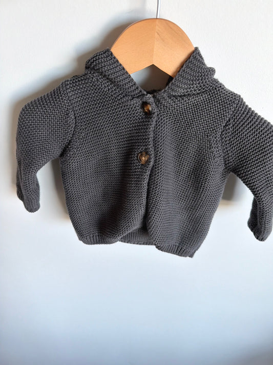 Charcoal Bear Hood Sweater / 0-3m