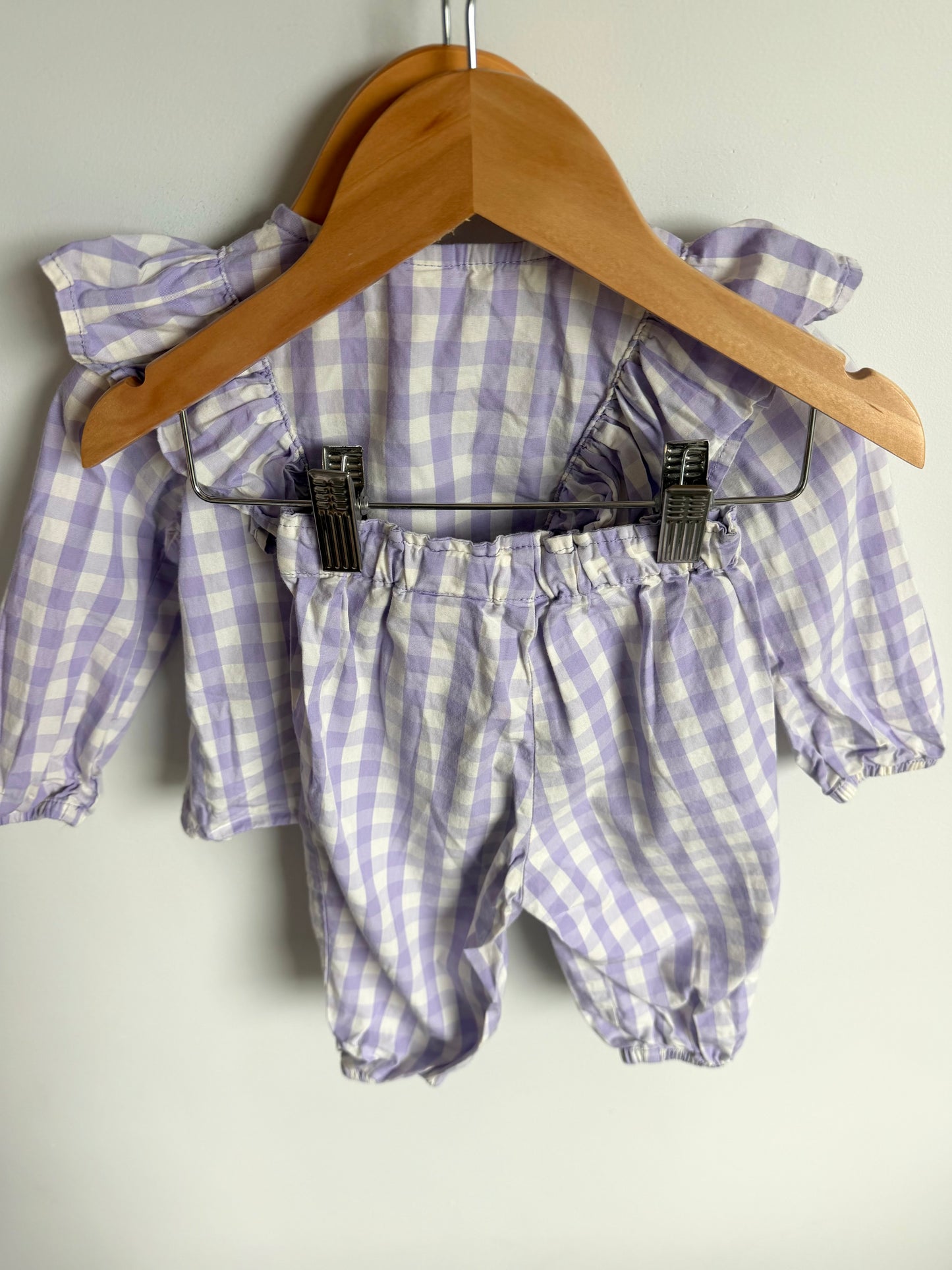 Purple Checkered Top + Pants / 6-9m