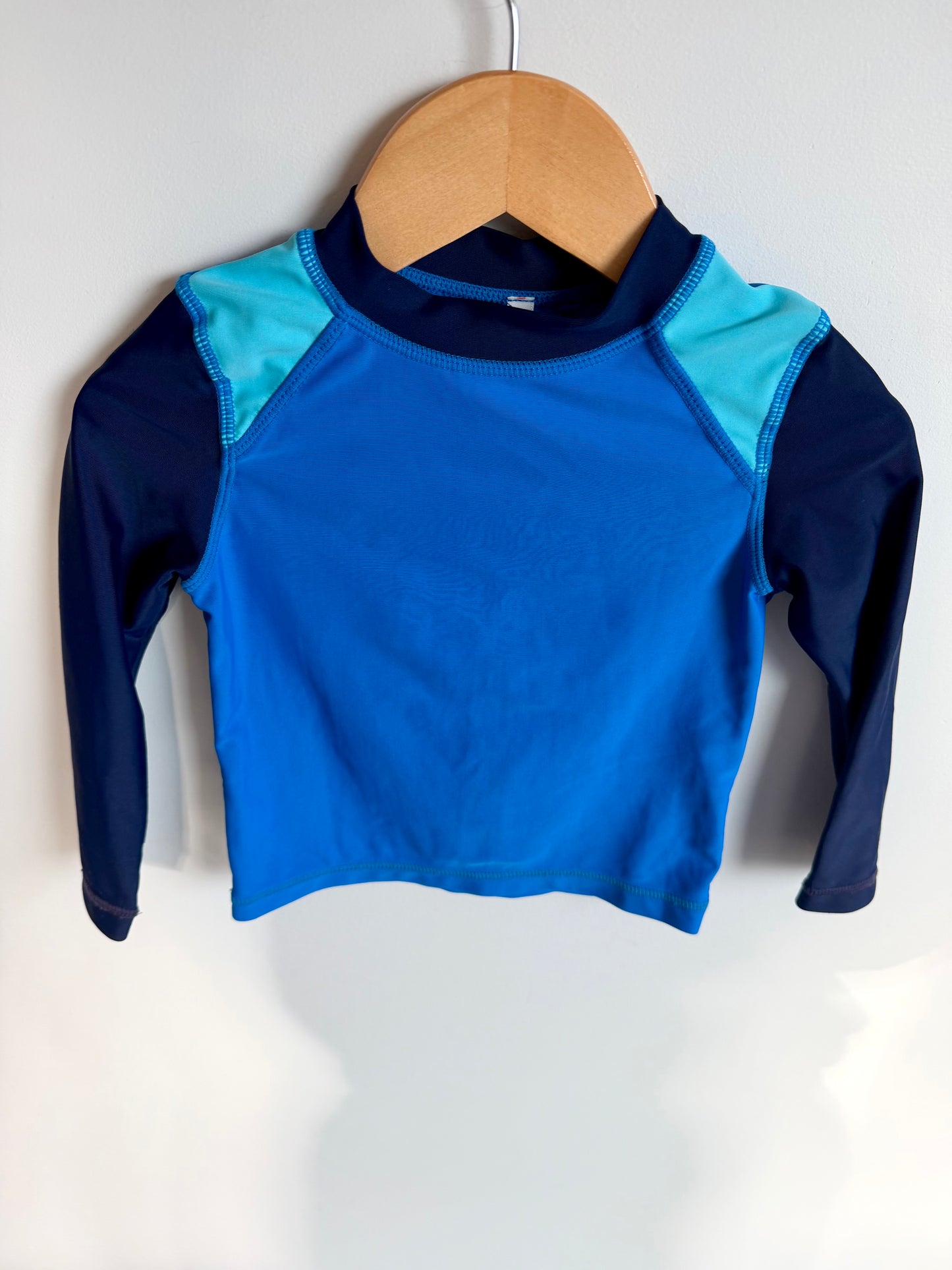 Blue Colored Block Swim Top / 2T