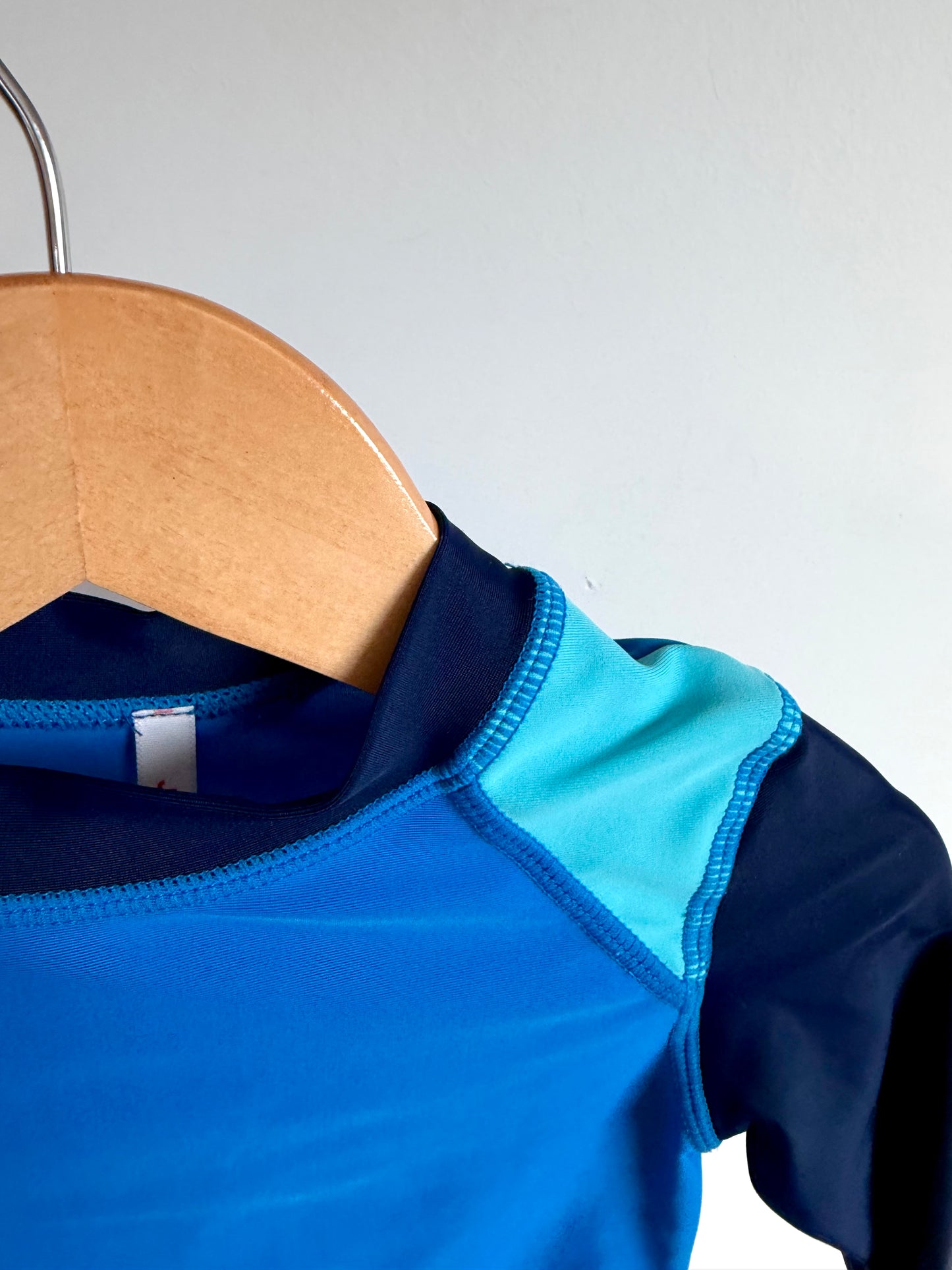 Blue Colored Block Swim Top / 2T