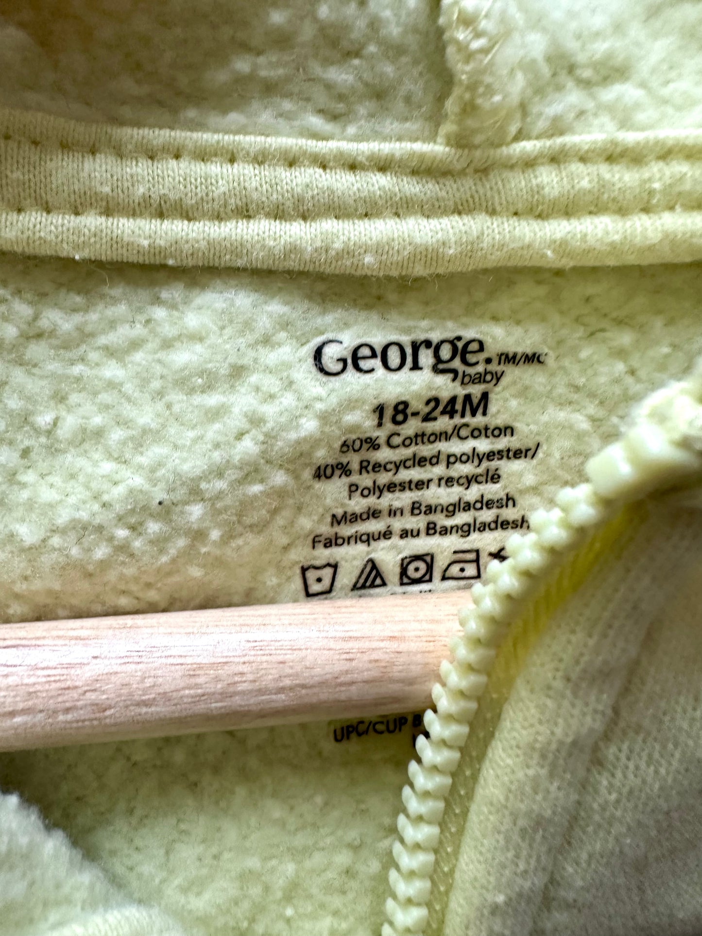 Yellow Zipper Hoodie / 18-24m