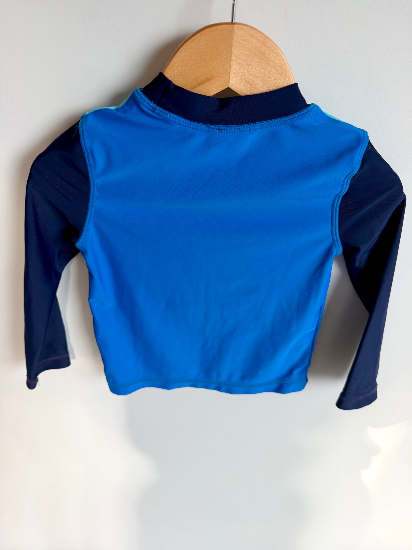Blue Colored Block Swim Top / 2T