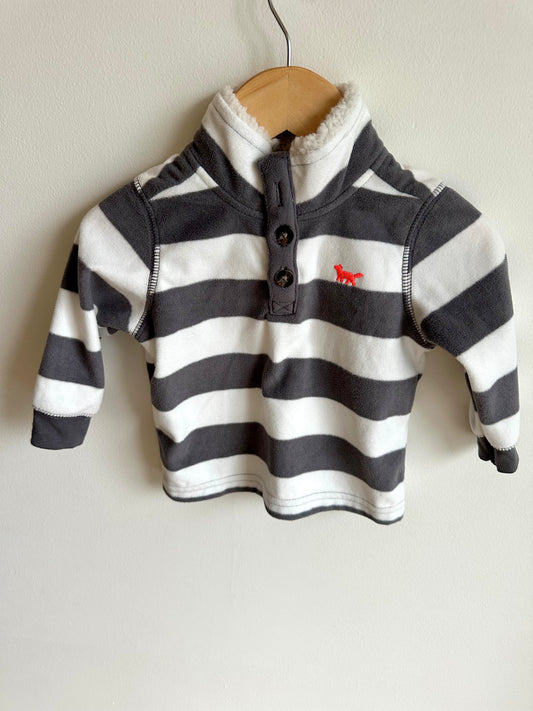 Fleece Grey Striped Sweater / 12m