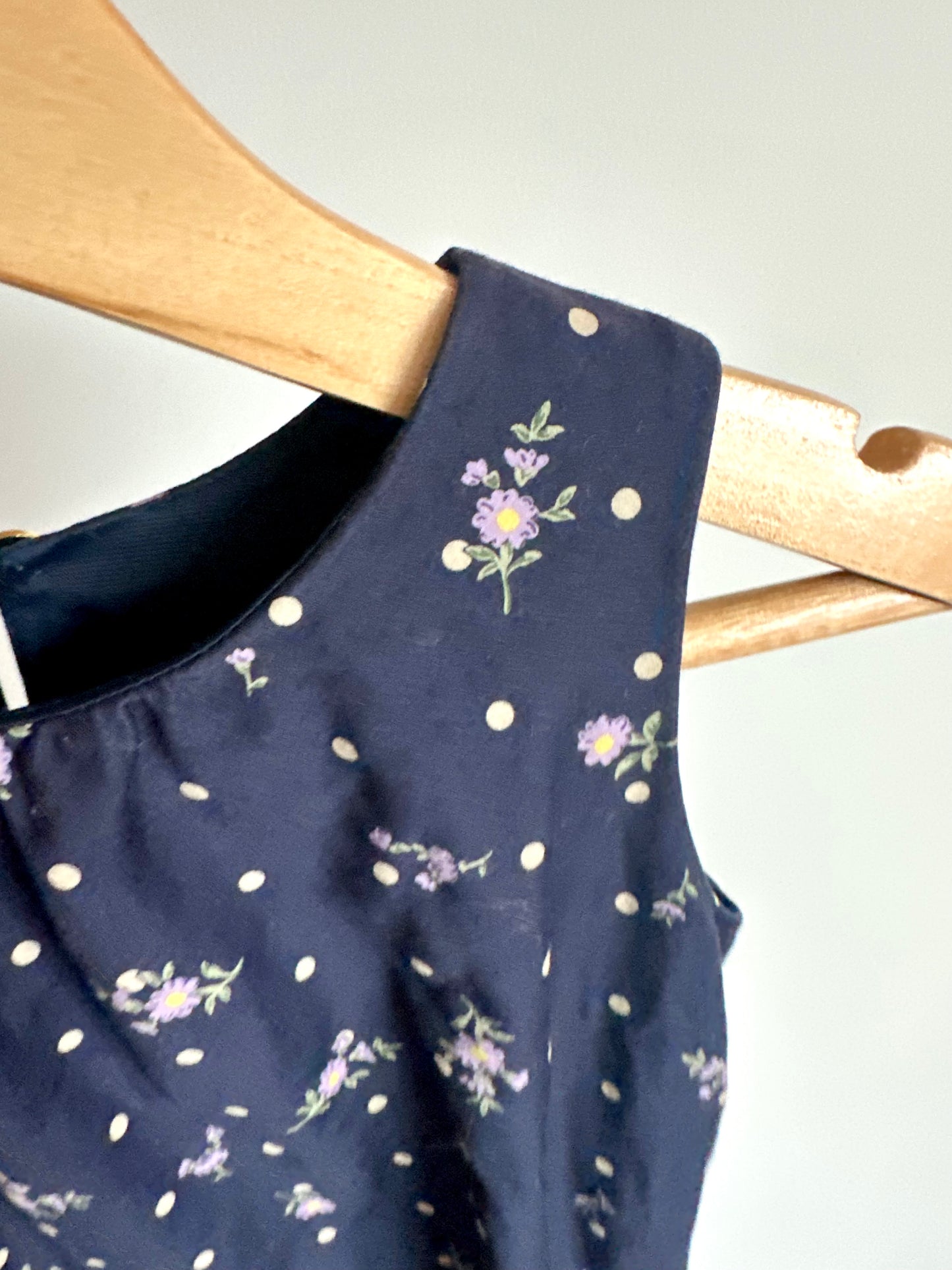 Navy Polka Dot Floral Dress / 24m