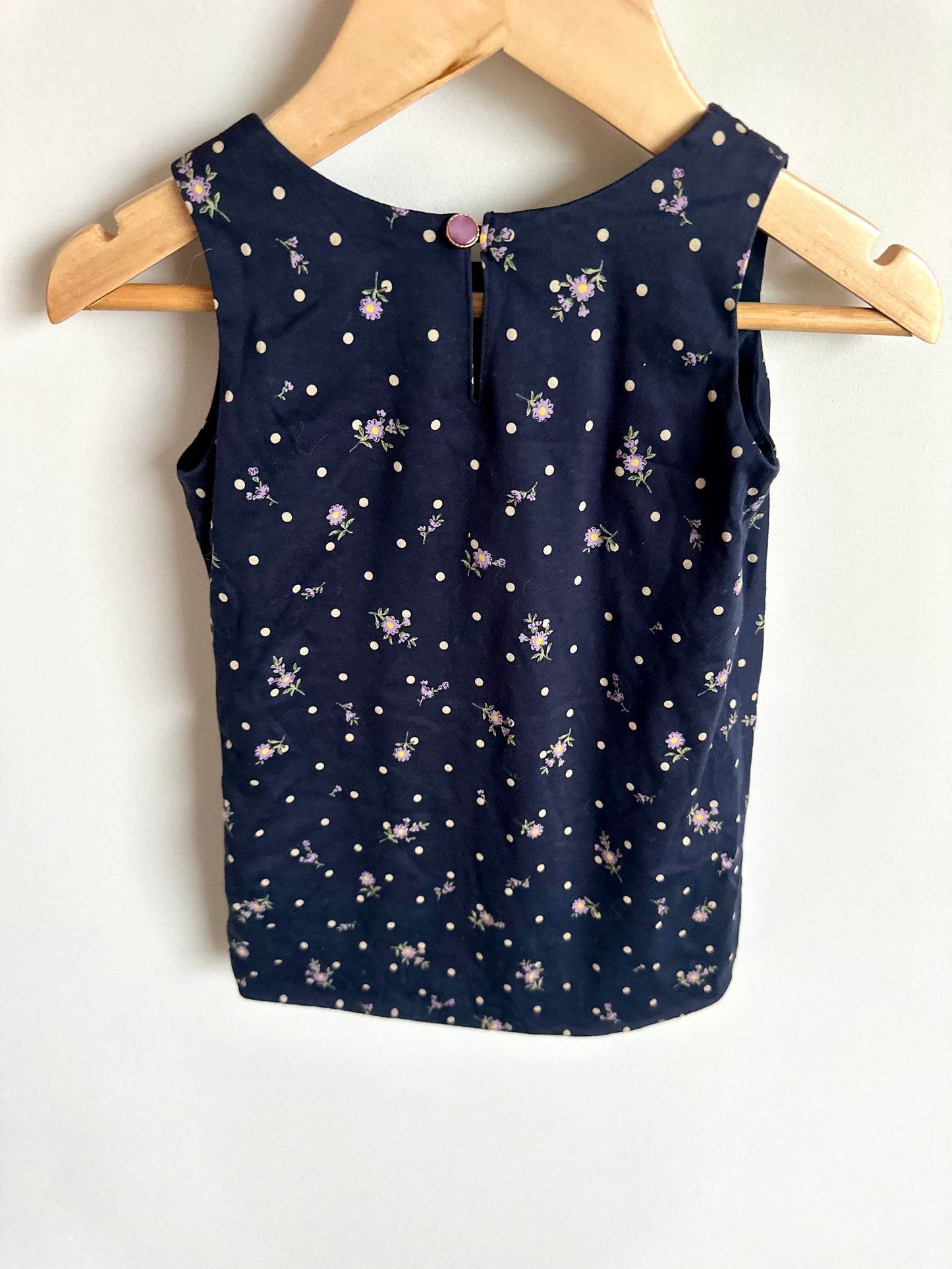 Navy Polka Dot Floral Dress / 24m