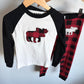 Moose Plaid PJ Set (With Tags) / 3T