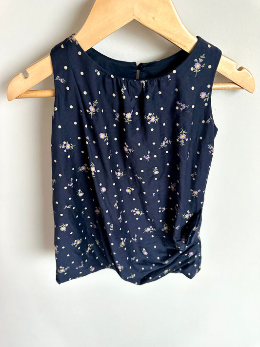 Navy Polka Dot Floral Dress / 24m