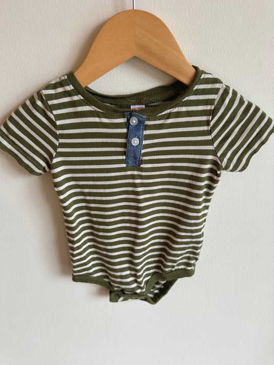 Striped Bodysuit with Buttons / 6-12m