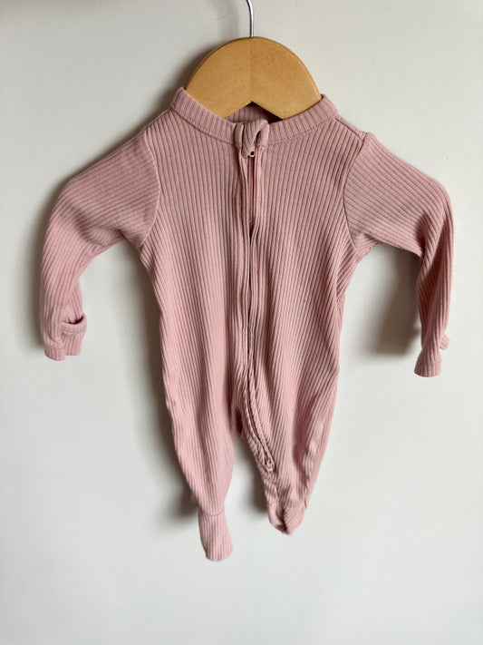 Blush Ribbed Sleeper / 0-3m