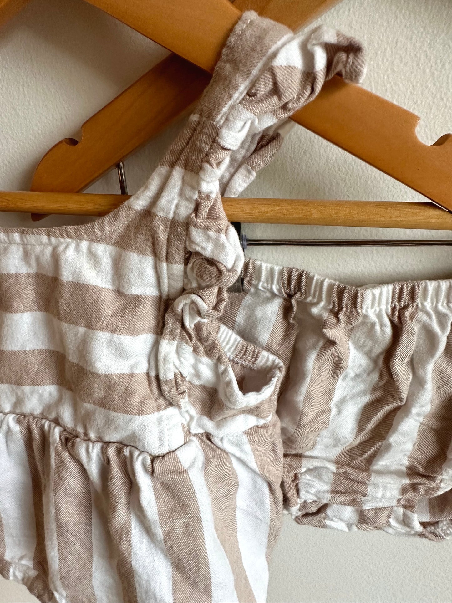 Tan White Striped Tank + Shorts Set / 6m