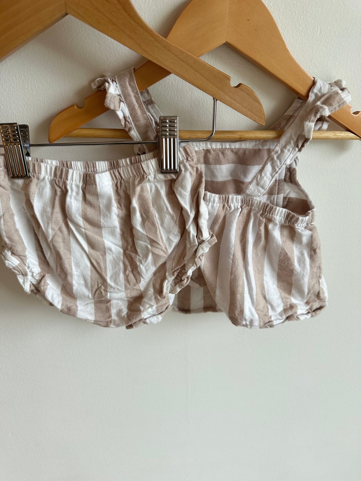 Tan White Striped Tank + Shorts Set / 6m