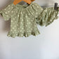Sage Flower Top + Shorties Set / 6-9m