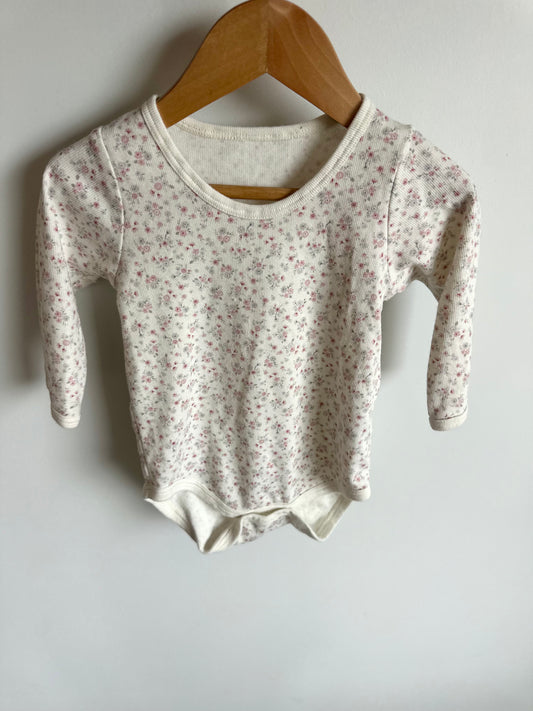 Floral Pattern Cream Bodysuit / 18-24m