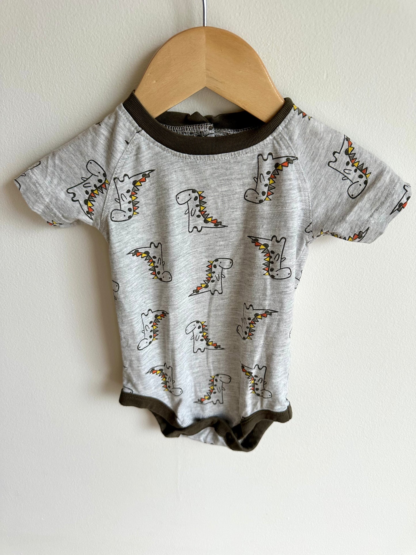 Set of Two Bodysuits- Dino + Green / 3-6m