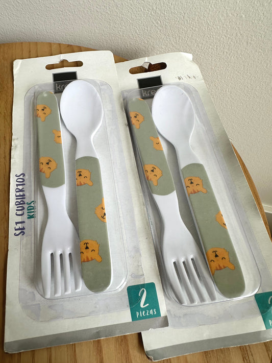 NEW Set of 2 New Melamine Spoon + Fork