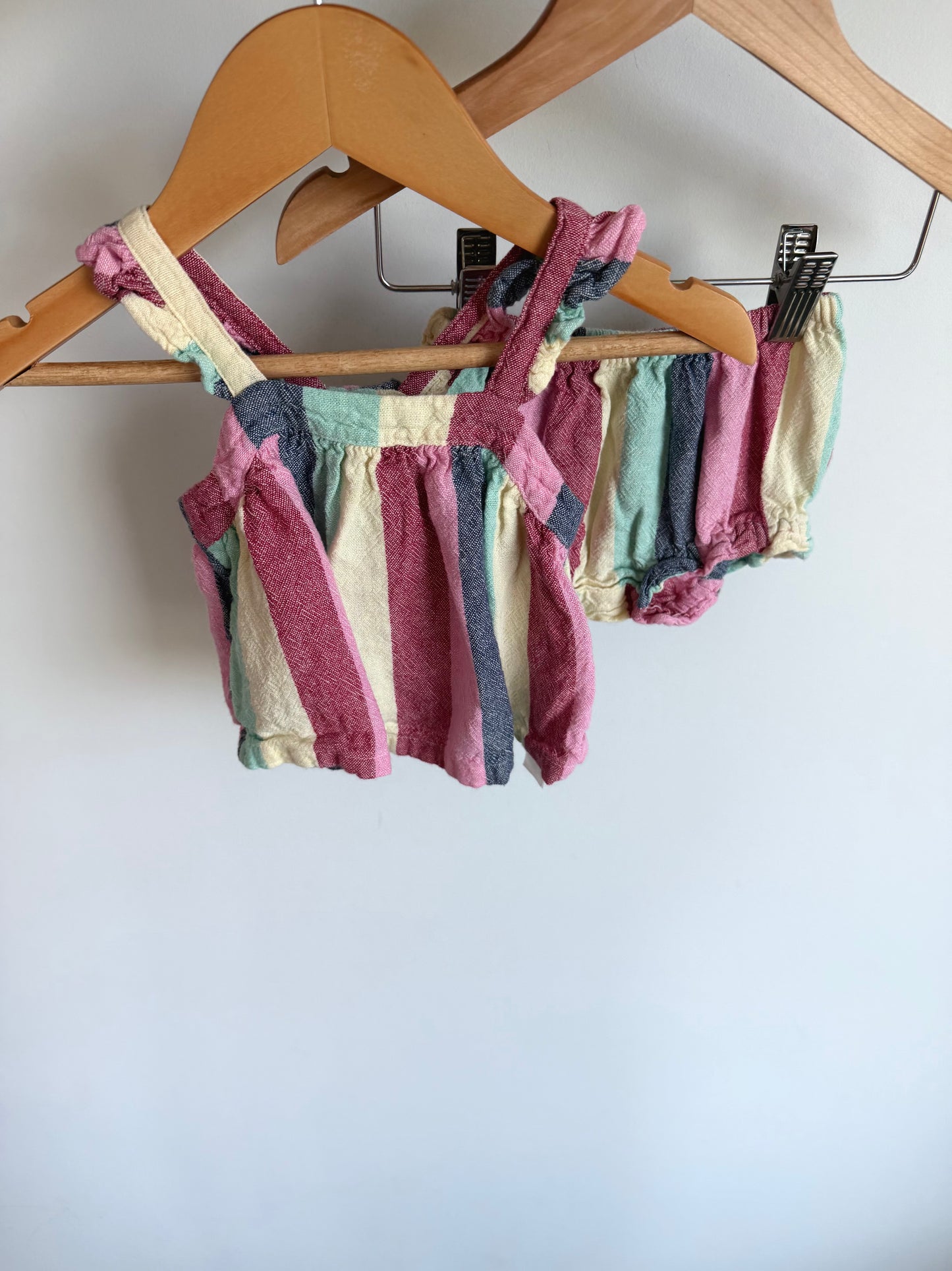 Colored Stripes Tank + Shorties Set / 6-12m