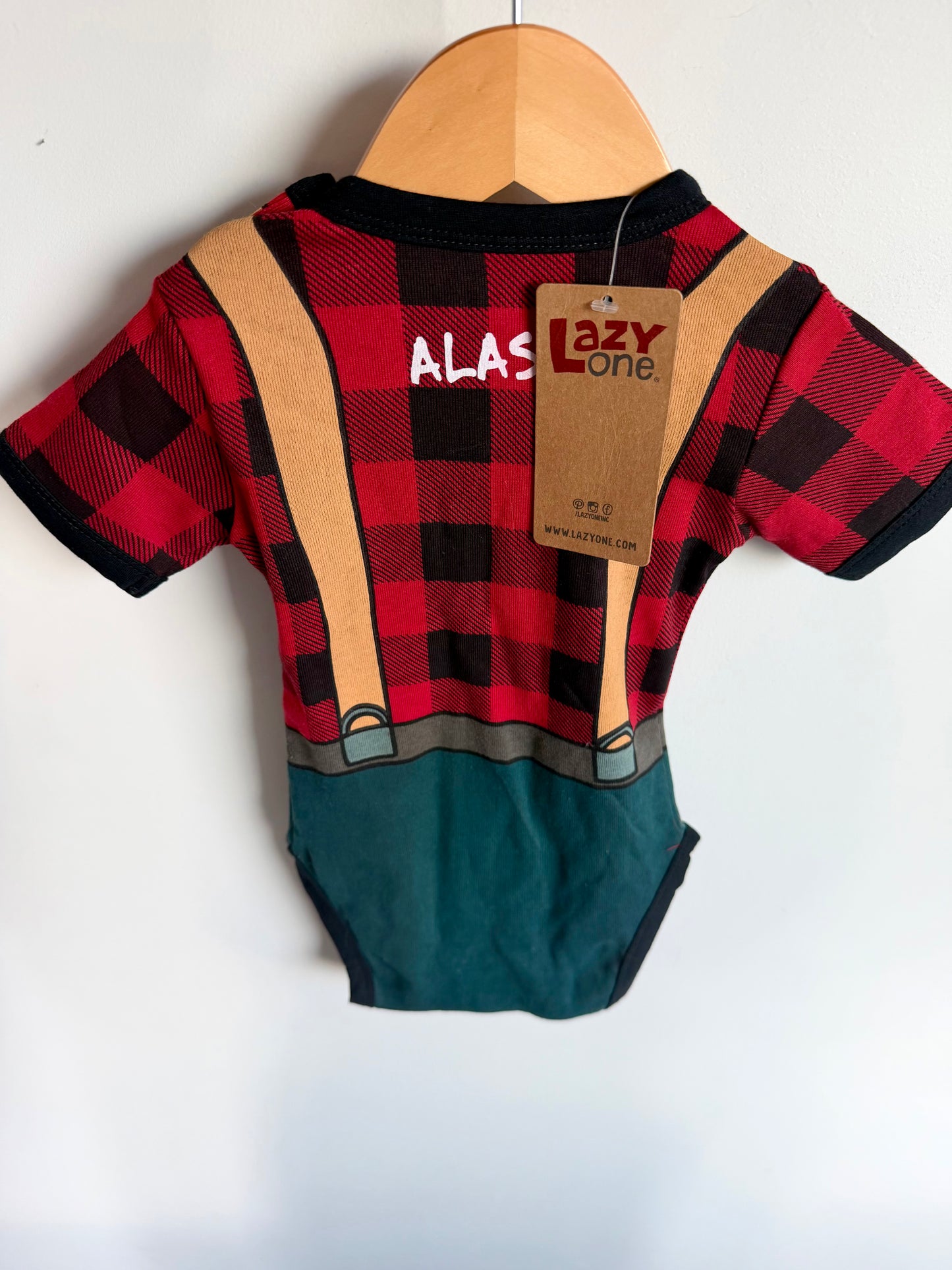 Plaid with Suspender Bodysuit (With Tags) / 6-12m