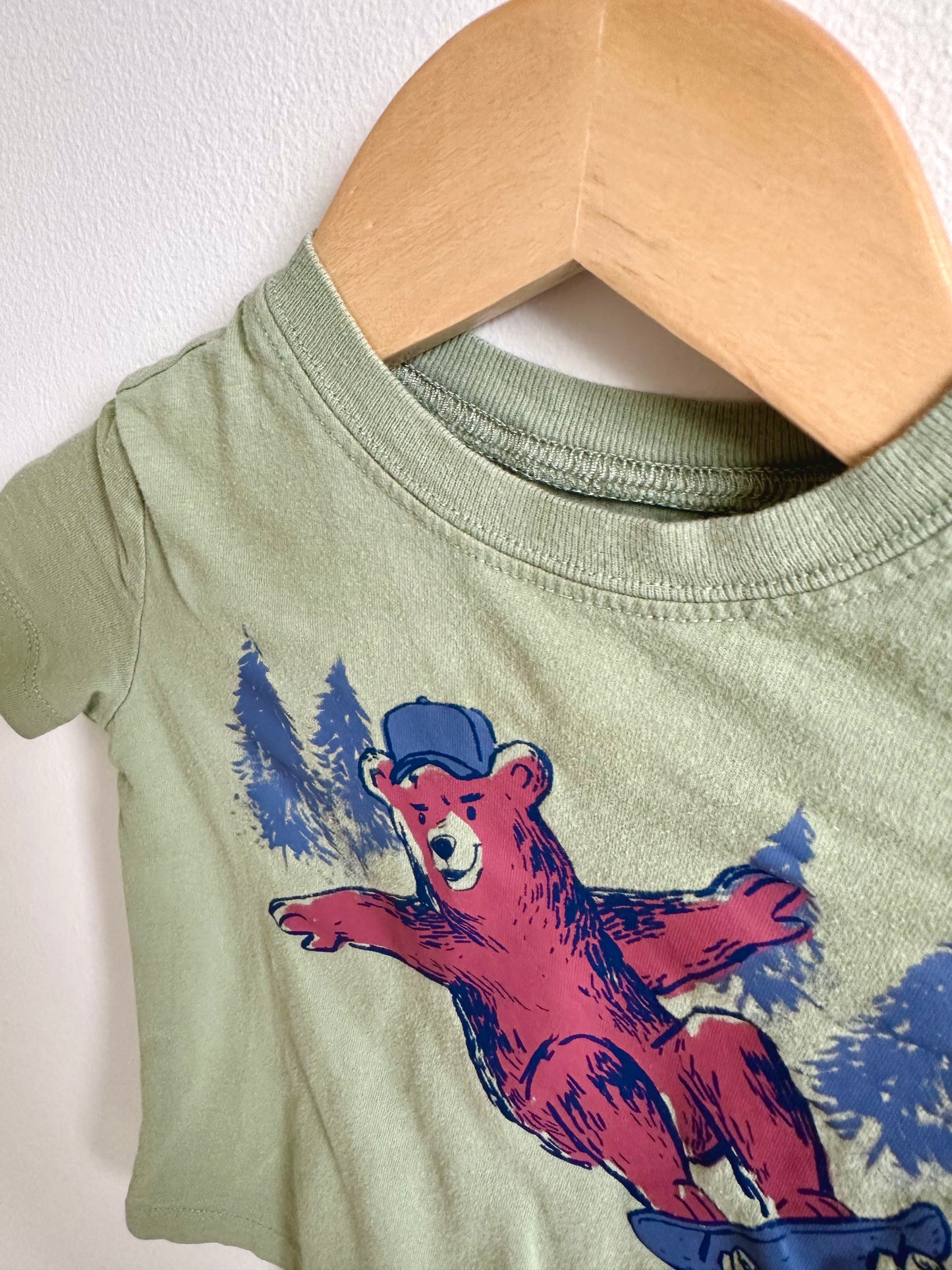 Bear Skateboarding Green Shirt / 12m