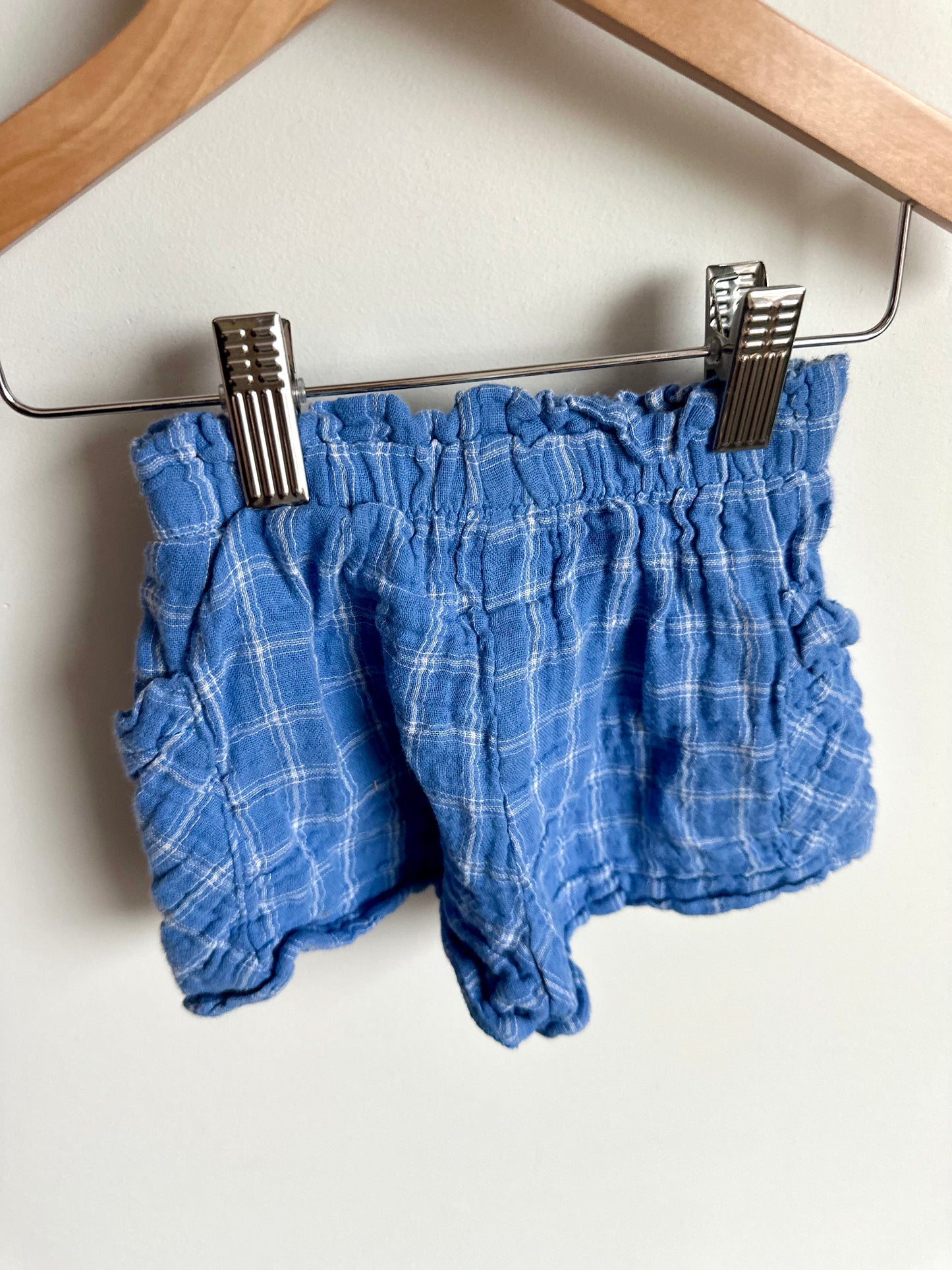 Blue Drawstring Checkered Shorts / 2T
