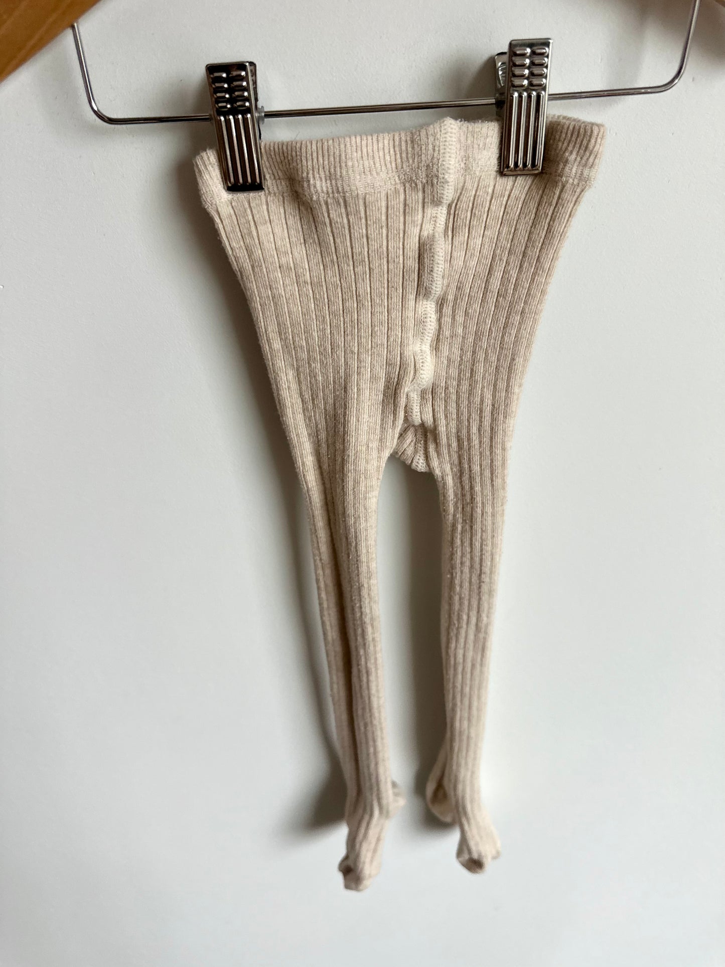 Zara Cream Ribbed Footed Tights / 12-24m