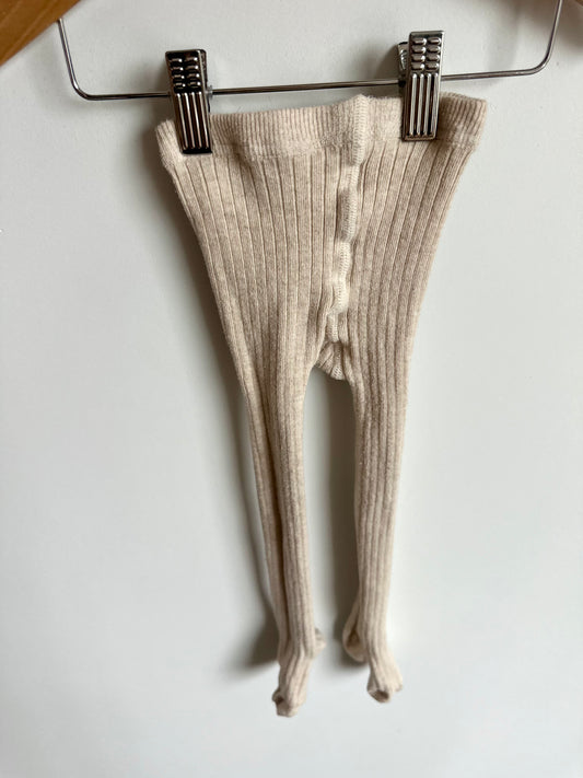 Zara Cream Ribbed Footed Tights / 12-24m