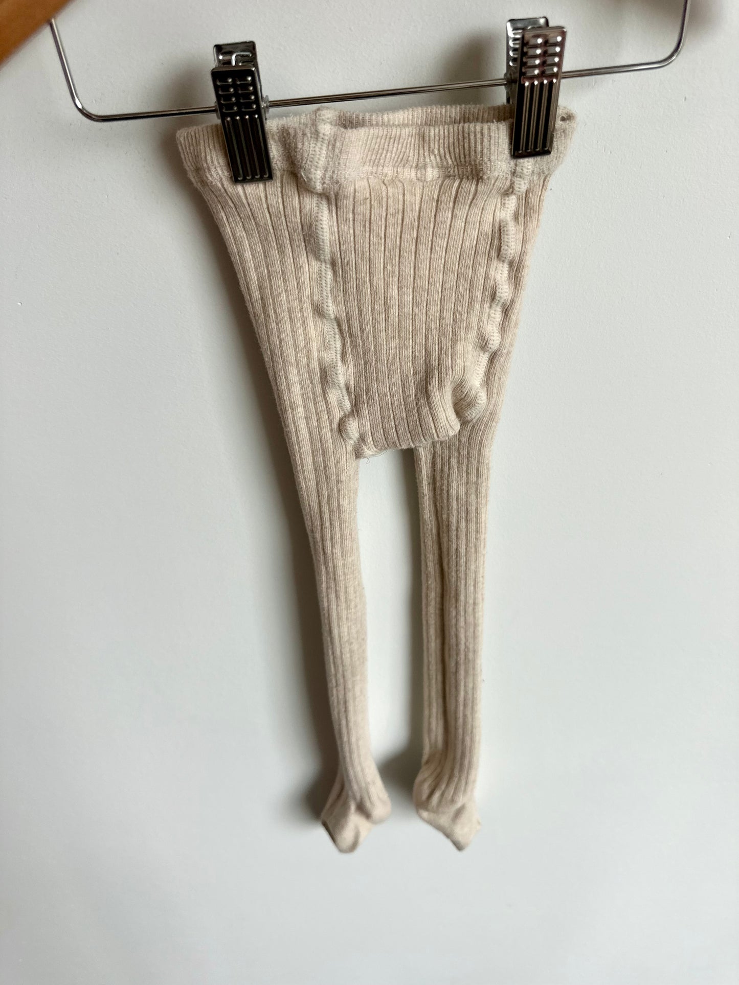 Zara Cream Ribbed Footed Tights / 12-24m