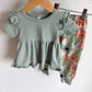 Dusty Blue Top + Floral Pants (PLAY) / 2T