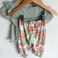 Dusty Blue Top + Floral Pants (PLAY) / 2T