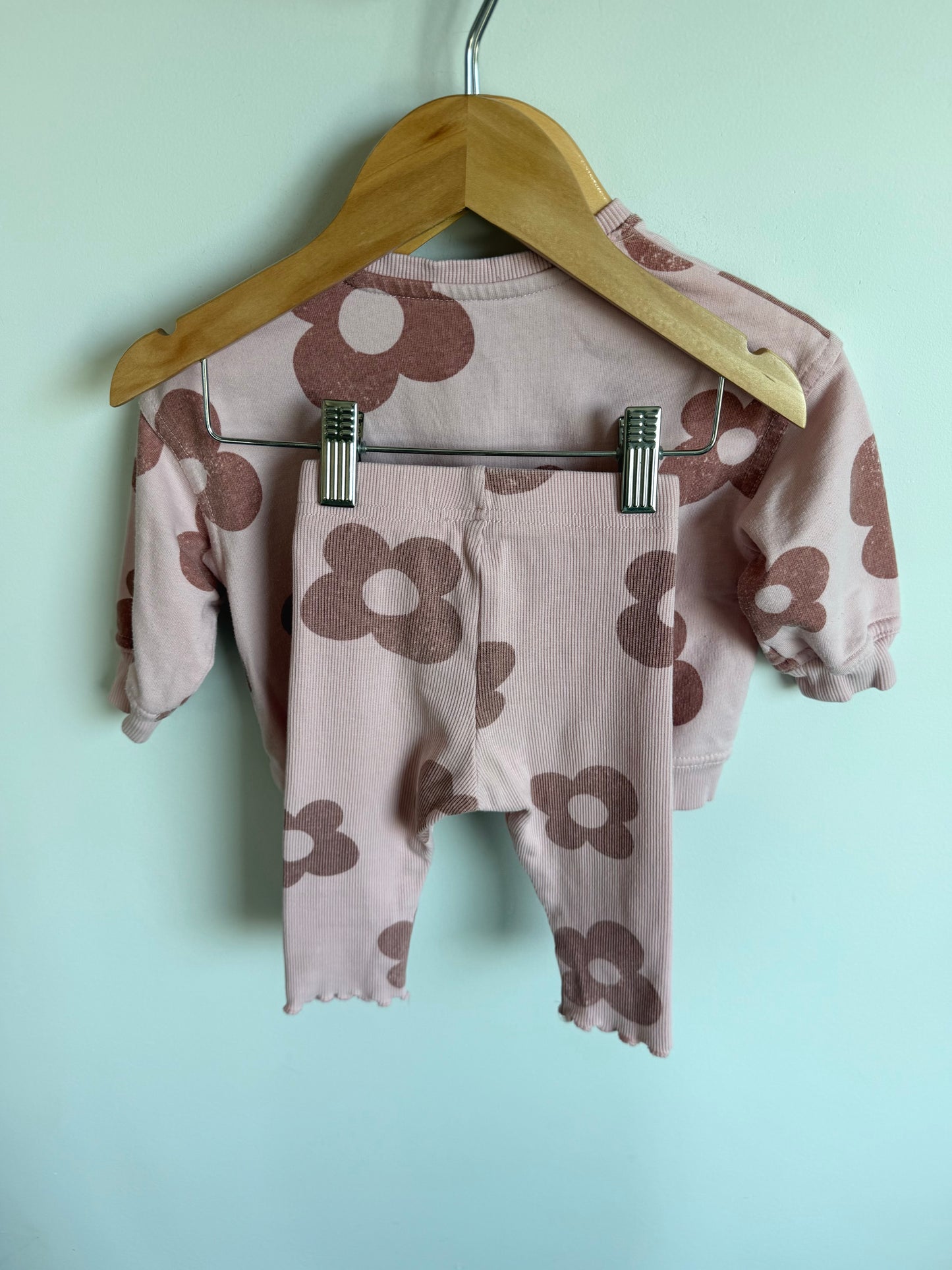 Daisy Pink Sweater + Leggings Set / 6-12m