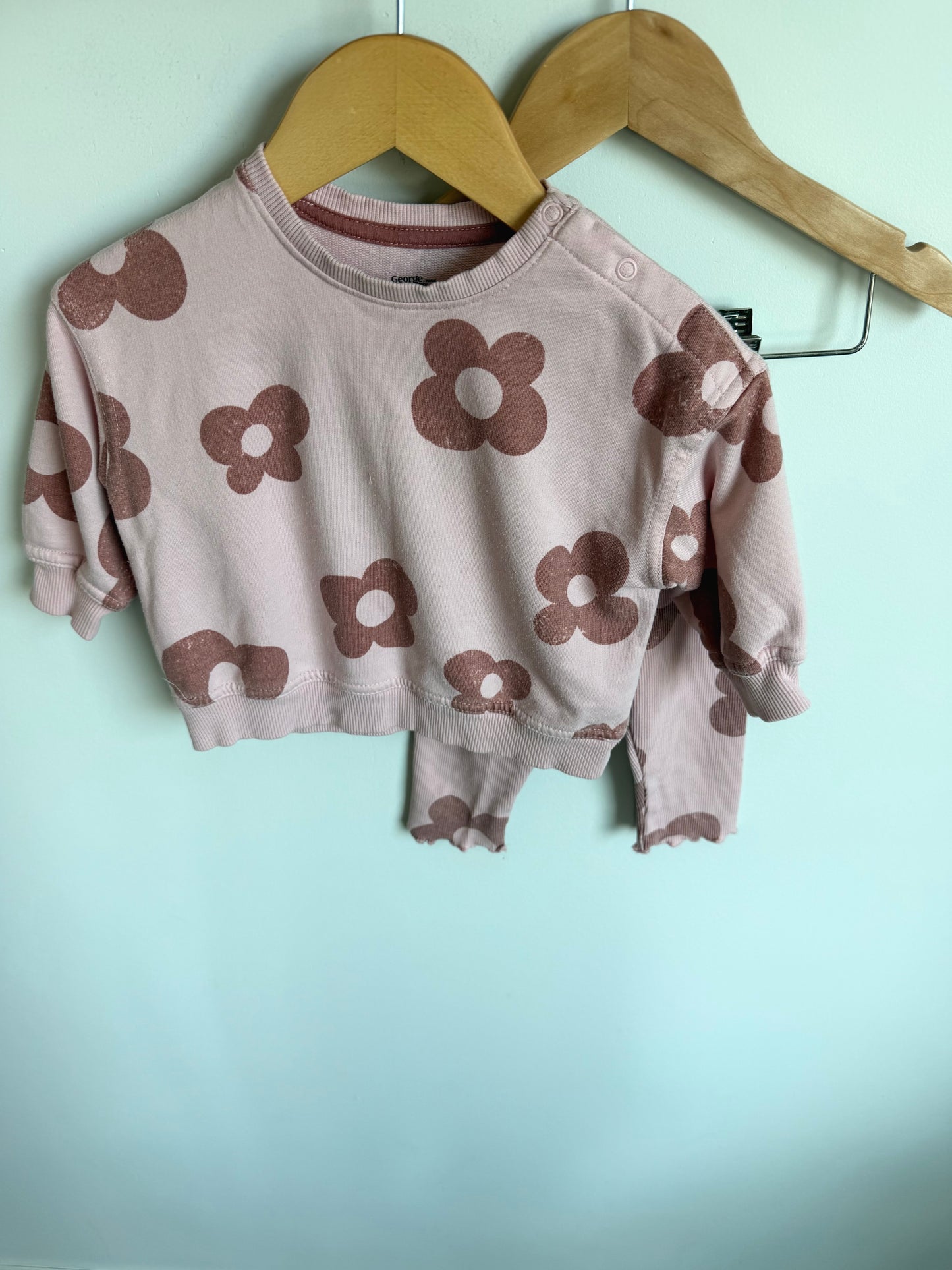 Daisy Pink Sweater + Leggings Set / 6-12m