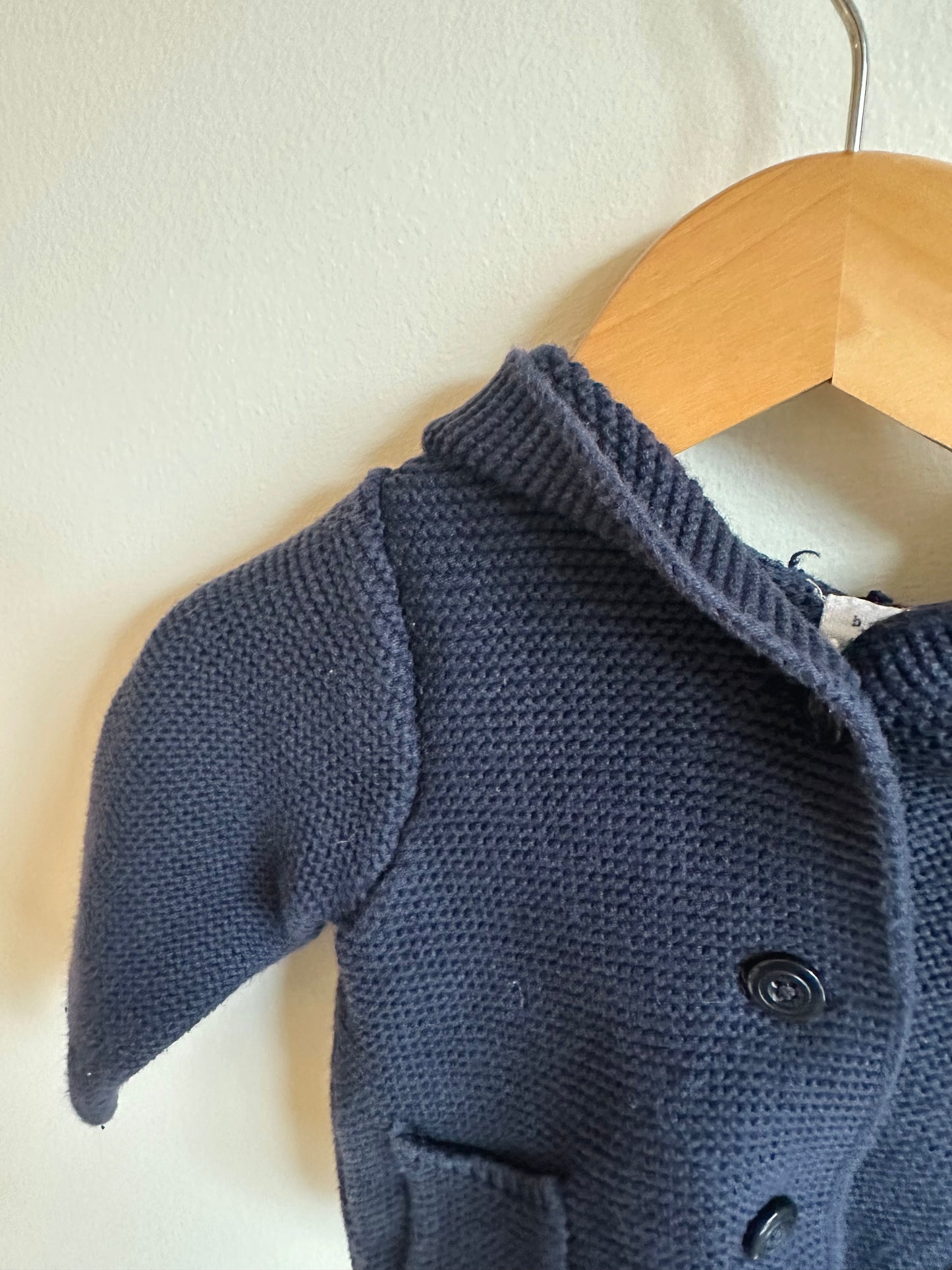 Bear Hood Navy Sweater / 6-12m