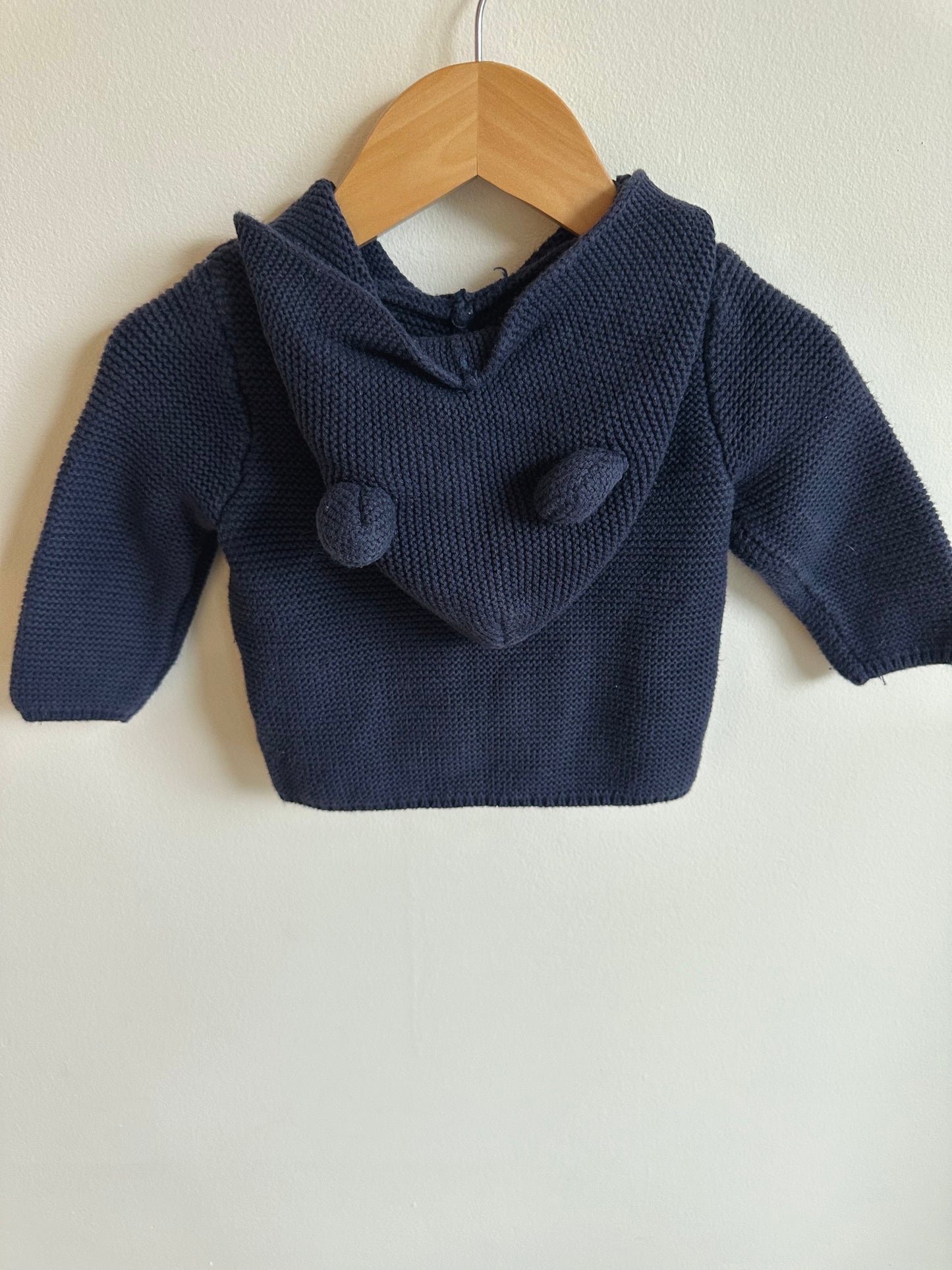 Bear Hood Navy Sweater / 6-12m